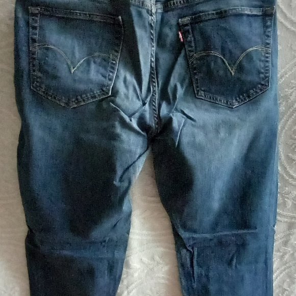 Levi's Mid Rise Skinny Denim Jeans Raw Hem Crop Length 36" Waist (T-354) - Picture 6 of 9